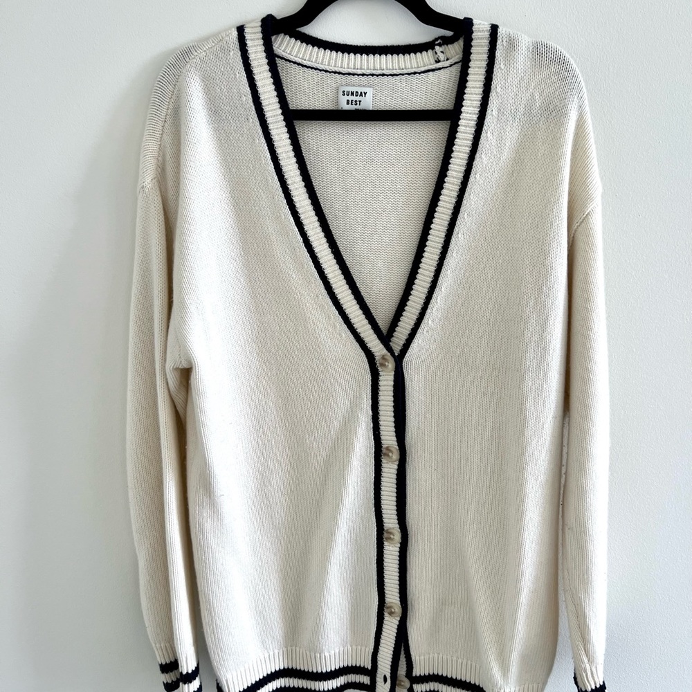Aritzia Cream and Black Cardigan